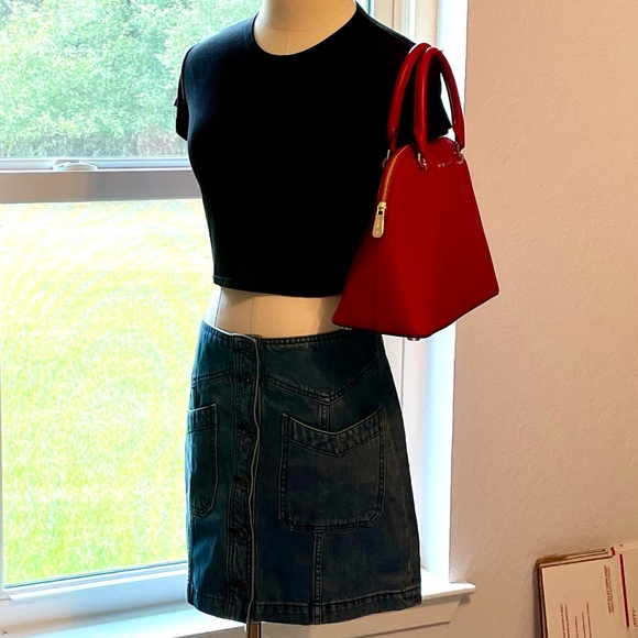 Leather Dome Satchel w/Shoulder Strap, Scarlet, Michael Kors size Large - Picture 7 of 16